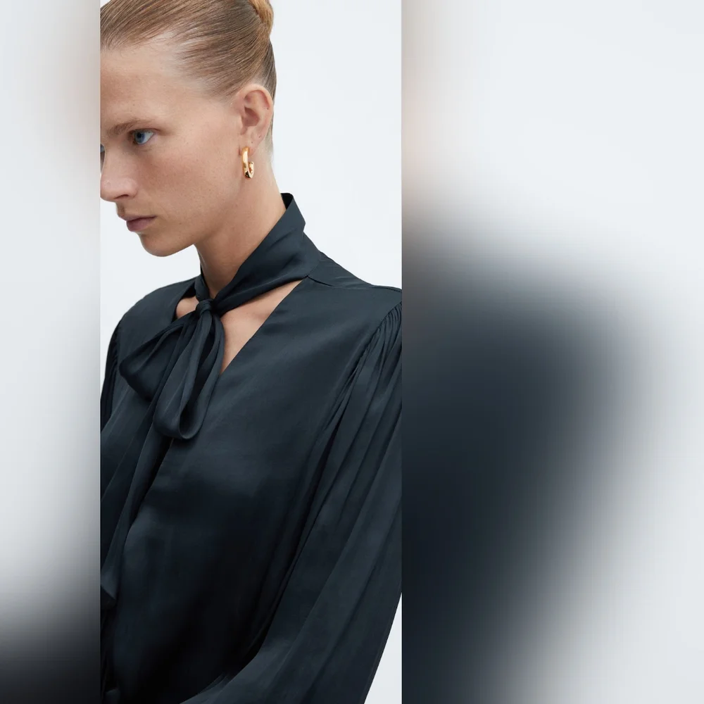 MANGO Bow tie blouse - Picture 4 of 6